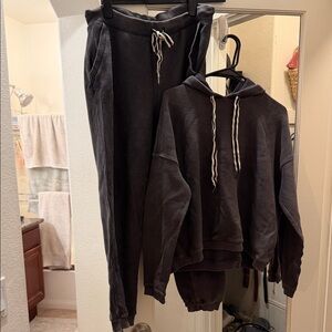 American Eagle Outfitters Charcoal Hoodie and Joggers Set